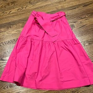 NWOT: Boden Tiered Belted Midi Skirt, Wild Watermelon Pink, Size 8P